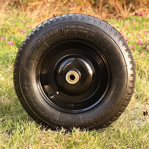 14.5" Wheelbarrow Tire, 3.50-8” Pneumatic Tire, Universal Wheelbarrow Wheel for 4.80/4.00-8”, 4.00-6”, and 2.50-8”, with 6" Centered Hub, 5/8" Axle Bore Hole, Sealed Bearings - size: 14.5" Pneumatic Tire ( 1 PACK )