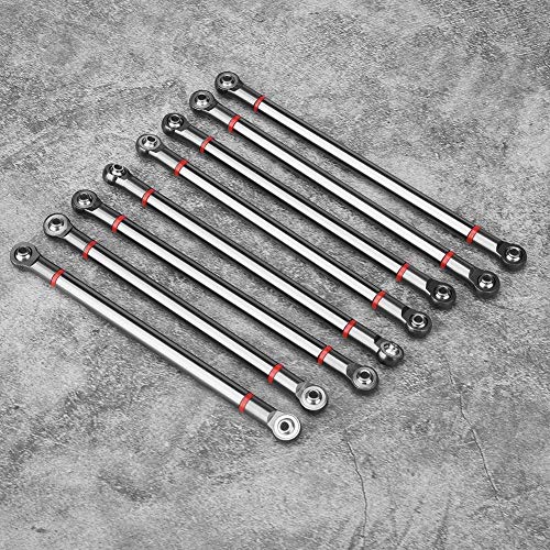 RC Crawler Steering Linkage, Adjustable Aluminum 8PCS Set Chassis Link Rod 1/10 Scale for RC Hobbyists, Off-Road Enthusiasts, Trail Crawling Models (Color)