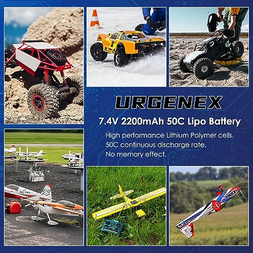 2S Lipo Battery 2200mAh 7.4V RC Battery with XT60 Plug 50C(Burst 80C) High Discharge Rate with Charger Fit for RC Car Truggy Airplane FPV Drone UAV Quadcopter Helicopter Racing Model