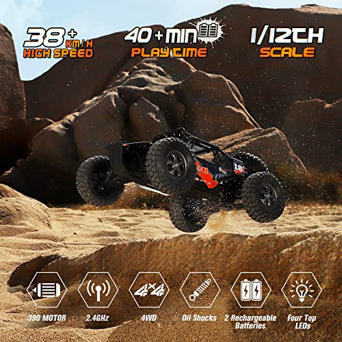 HAIBOXING 905 Protector 1:12 Scale RC Cars, Off-Road RC Buggy Hobby Grade | Aluminum Oil-Filled Shocks, Fast Remote Control Car 38 km/h, 2.4GHz Waterproof ESC, Perfect for Kids& Adults, Dual Batteries