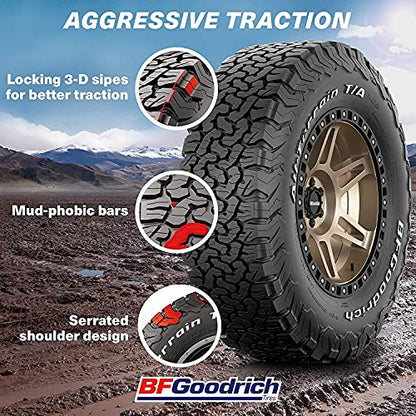 BFGoodrich All Terrain T/A KO2 Radial Car Tire for Light Trucks, SUVs, and Crossovers, 31x10.50R15/C 109S | Light Truck All Terrain All Weather Traction 109S Rated C (6 Ply) Radial Construction Raised White Letters Tire - size: 31x10.50R15/C 109S