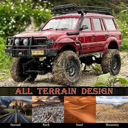 HLSFWDRIVE WPL C54-1 RC Crawler 1/16 RC Truck Off Road RTR | RC Rock Crawler 4x4 All Terrain Proportional Control 260 Motor Upgraded Chassis Counter Rotating Gearbox Hobby Toy Adult