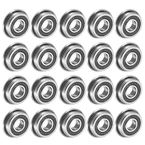 uxcell F695-2RS Flanged Ball Bearing 5x13x4mm Double Sealed Chrome Steel Flange Bearings, 20pcs - size: F695-2RS 5x13x4mm
