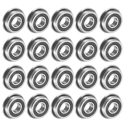 uxcell F695-2RS Flanged Ball Bearing 5x13x4mm Double Sealed Chrome Steel Flange Bearings, 20pcs - size: F695-2RS 5x13x4mm