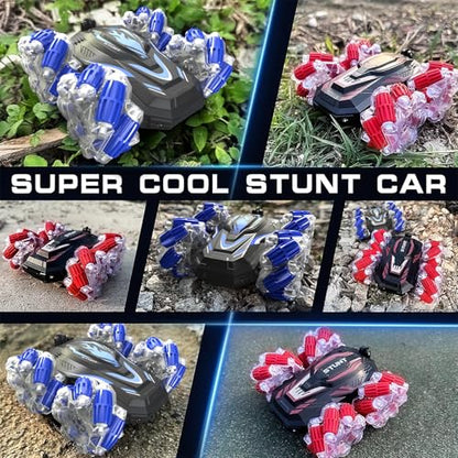 LOOZIX Gesture Sensing RC Stunt Car, Remote Control Car for Boys and Girls | 4WD Remote Control Car, with Lights Music, Bitthday Gifts,Toys For Boys and Girls 6 7 8 9 10 11 12 Years Old - color: Blue