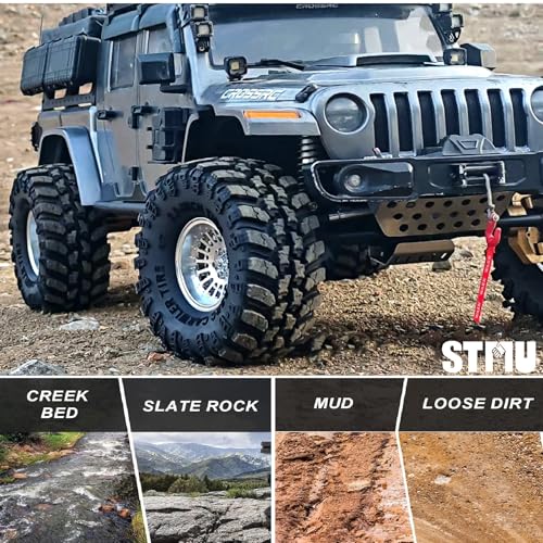 STMU 2.2'' RC Rubber Crawler Rock Tires OD 136mm/5.3'' with Foam Insert for 1/8 1/10 RC Crawler Car SCX10 TRX4 TRX6 GEN7/8 2.2'' Beadlock Rims (Tires)