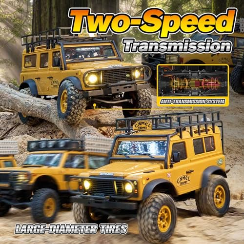 FCX24MS FMS 1/24 RC Crawler, Land Rover S Family, 2.4Ghz Off-Road RC Rock Crawler with Lighting Effects, Speed Switch and Accessory Packs, RC Cars for Adults (Discovery S)