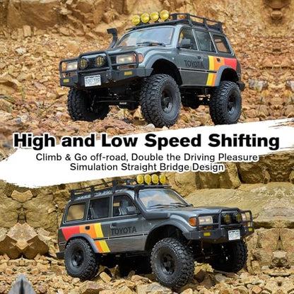 FMS 1/10 LC80 RC Crawler, FCX10 Toyota RC Rock Crawler with Lighting, Hobby Grade Offroad RC Car for Adults, RS Need to Complete (Grey) - color: Grey