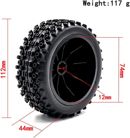 fujita 1/10 RC Racing Short Course Truck Tire & Off-Road Tyre Set Competible for ARRMA SENTON 3S Traxxas Slash4X4 Losi Tenacity Redcat HPI HSP RC Hort Course Truck Car（Black D） - color: Black D