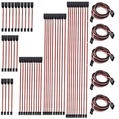55Pcs 6Sizes Male to Female 3 Pin Servo Extension Wire Cable Compatible for Futaba JR RC Servo Extension Connection Control Parts