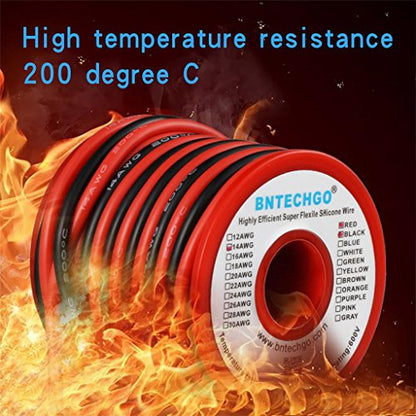 BNTECHGO 14 AWG Silicone Wire Red Black 20ft Stranded Tinned Copper Wire | Flexible 14 Gauge Stranded Wire Silicone Rubber Insulation For RC Models, Drone, Robot, Battery, EV Charger, 3D Printer, DIY - color: Red and Black, size: 14 AWG silicone wire 20ft