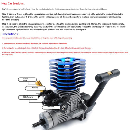 VX18 Nitro Methanol Engine, Vertex .18 Engine for 1/10 Scale RC Car Truck | .18 Displacement Nitro Methanol Glow Plug Engine Replacement for 1/10 Scale Rc Offroad Buggy Truck