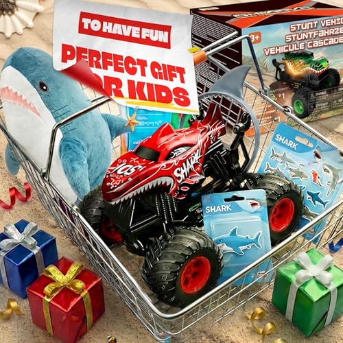 BEZGAR Monster Truck Toys - Remote Control Monster Truck with Light & Music, Dinosaur Toys for Kids, 1:20 Scale RC Truck with 360° Spins and Drifting, Remote Control Car for Boys (Red) - color: Red
