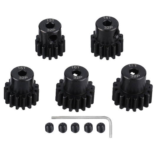 5Pcs Metal Steel 32P Pinion Gear Sets 13T 14T 15T 16T 17T with Hex Key for 1/10 Crawler Truck Traxxas Arrma HSP HPI AXIAL Tamiya LOSI RC Car Upgraded Parts (13T 14T 15T 16T 17T) - style: 13T 14T 15T 16T 17T