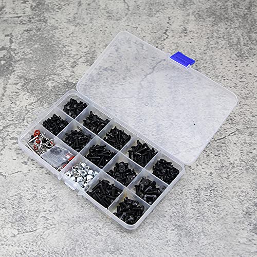 510pcs Universal RC Screw Kit Screws Assortment Set, Repair Tool M3 M4 Hex Screws RC Repair Tool Kit Hardware for 1:8 1:10 1:12 1:16 Scale RC Cars Trucks Crawler