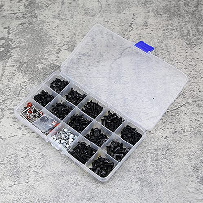 510pcs Universal RC Screw Kit Screws Assortment Set, Repair Tool M3 M4 Hex Screws RC Repair Tool Kit Hardware for 1:8 1:10 1:12 1:16 Scale RC Cars Trucks Crawler