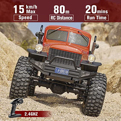 BEEZRC RocHobby 1/10 Atlas RC Crawler, 4WD with Lighting, 2.4GHz RC Rock Truck, Off Road Hobby Grade, Remote Control Car for Adults, Need to Complete with Battery (Red) - color: Orange