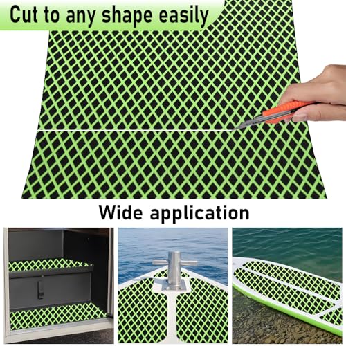 98.4"X43.31" Boat Flooring Self-Adhesive EVA Foam Boat Decking Marine Yacht RV Pool Non-Skid - color: Black and olive green