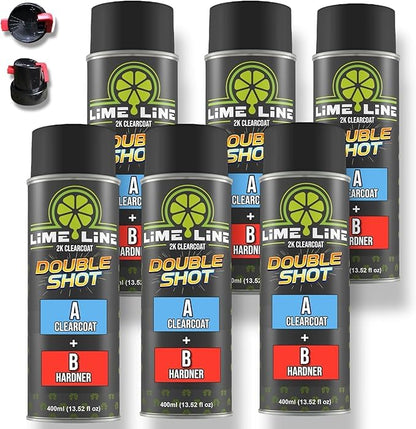 LiME LiNE High Gloss 2K Clearcoat Spray/Aerosol Can Automotive 2 Part Professional Finish (Pack of 6) - color: Pack of 6