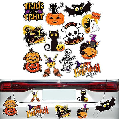 QODOLSI 12 Pieces Halloween Stickers, Bat Decals, Pumpkin Ghost Decals, Halloween Party Refrigerator Stickers Pumpkin Stickers, for Locker Garage Door Decorative