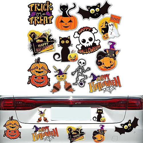 QODOLSI 12 Pieces Halloween Stickers, Bat Decals, Pumpkin Ghost Decals, Halloween Party Refrigerator Stickers Pumpkin Stickers, for Locker Garage Door Decorative