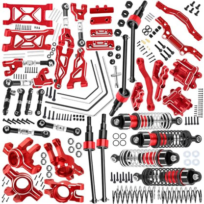 Upgrade Parts for 1/16 Mojave GROM 223S DSC 4X4 RTR,RC Shock& Arms&Drive Shaft CVD&Steering Knuckle Kit&Shock Tower&Adjustable Links&Steering Block&RC Gearbox&Sway Bar Kit,Red - color: Red(for 1/16)