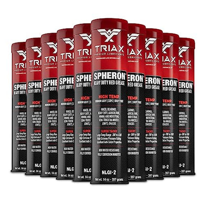 TRIAX Spheron High Temp Wheel Bearing Grease, Tacky Lithium Complex, Heavy Duty Waterproof (14 Oz Tube - 10 Pack) - size: 14 Ounce Tube (10 Pack)