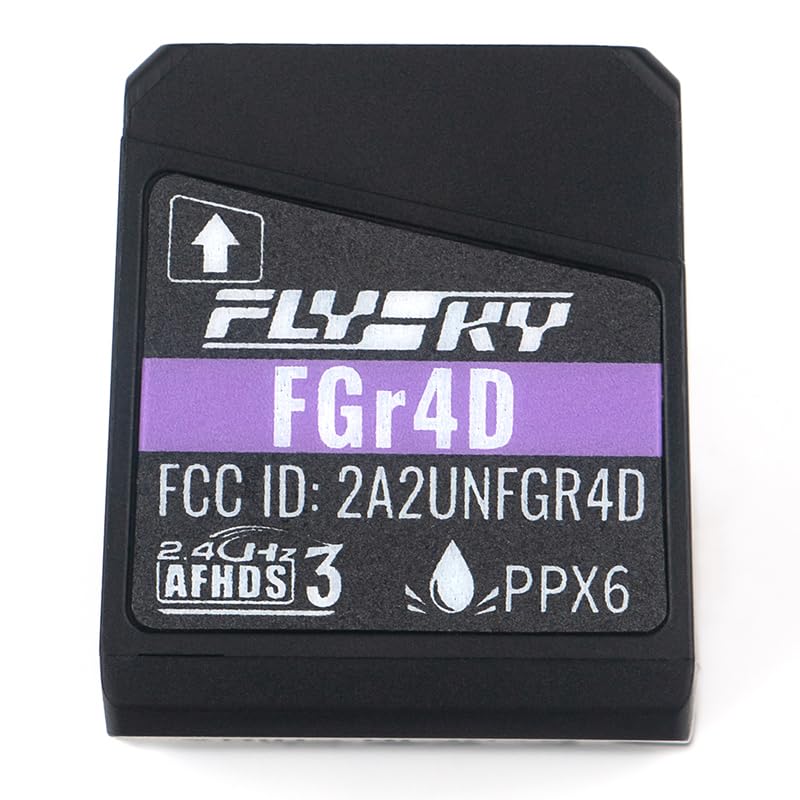 Goolsky Flysky FGr4D Receiver, 2.4GHz 4CH Waterproof Receiver Built-in Dual Antenna Compatible with Flysky All AFHDS 3 RC Transmitter Noble NB4 PL18 EL18 for RC Car Boat