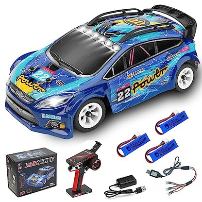 WLtoys 284010 1/28 4WD Mini RC Drift Car with 3 Batteries | 30km/h speed, 2.4G V8 remote & LED lights, hobby toy for adults - color: Wltoys 284010