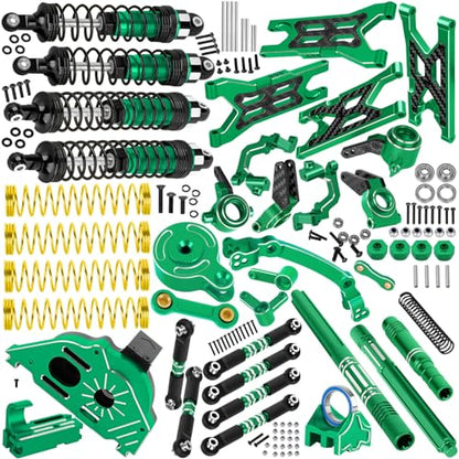 RC Upgrades Part for 1/10 Granite/Senton 3S & Mega550,Shock,A-Arm,Caster Block,Steering Blocks,Stub Axle Carriers,Links,Gearbox,Center Driveshaft Axles,Support,25T Spline,Steering,Green - color: Green - (Upgrades Part)