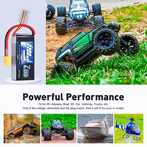 Zeee 2S Shorty Lipo Battery 2200mAh 7.4V 50C with XT60 Connector (2 Pack) | RC Battery Soft Pack for 1/16 Slash RC Car RC Truck RC Helicopter Airplane Quadcopter Drone RC Boat Racing Models