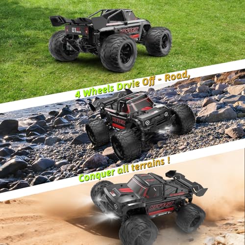 Brushless RC Cars, 1/14 RC Truck, 55km/h High Speed Remote Control Truck | 4X4 Off-Road, IPX4 Waterproof, 2.4GHz Transmitter, 2S/3S LiPo Compatible, Two Batteries 2000mAh