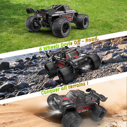 Brushless RC Cars, 1/14 RC Truck, 55km/h High Speed Remote Control Truck | 4X4 Off-Road, IPX4 Waterproof, 2.4GHz Transmitter, 2S/3S LiPo Compatible, Two Batteries 2000mAh