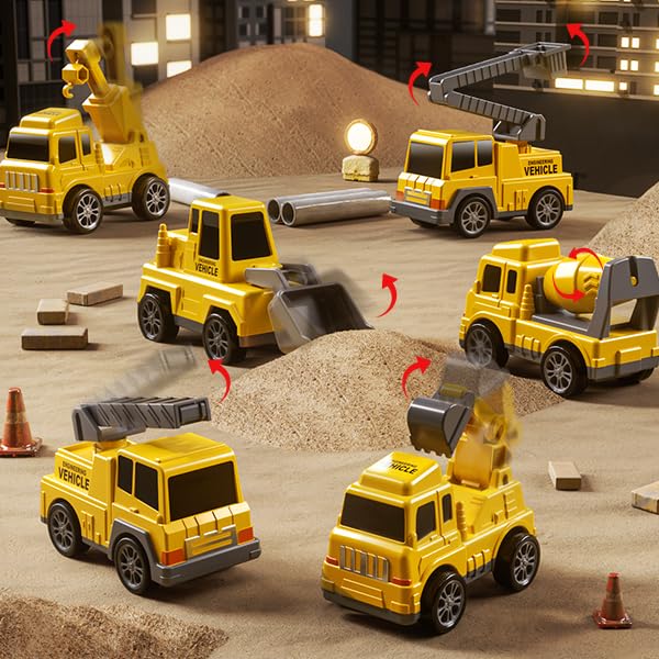JUKUDAHU 7 Construction Truck Toys Sets for 3 4 5 6 Years Old Boys - Engineering Cars for Kids, Boys Toys Vehicles for Kids, Gift Toys for Ages 2-4 - style: 7 IN 1 Construction Truck