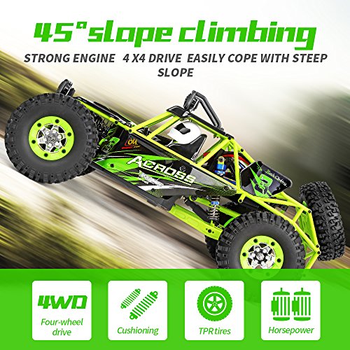 WLtoys 12427 RC Cars 1/12 Scale 2.4GHz Remote Control Car, 4WD 50KM/H High Speed Monster Trucks, All Terrain Off-Road Rock Crawler Climbing Buggy RTR for Adults