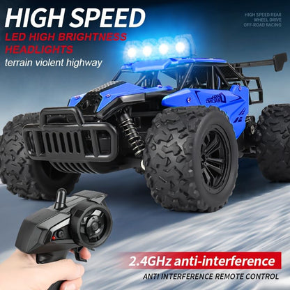 Remote Control Car Monster Truck Toys 1:16 Scale RC Car For Boys 2.4GHz High Speed 20 km/h With LED Headlights,Rechargeable RC Cars Gifts for Boys 4-7 8-12 Christmas, Beginner, Kids 6-12+ (Black) - color: Black