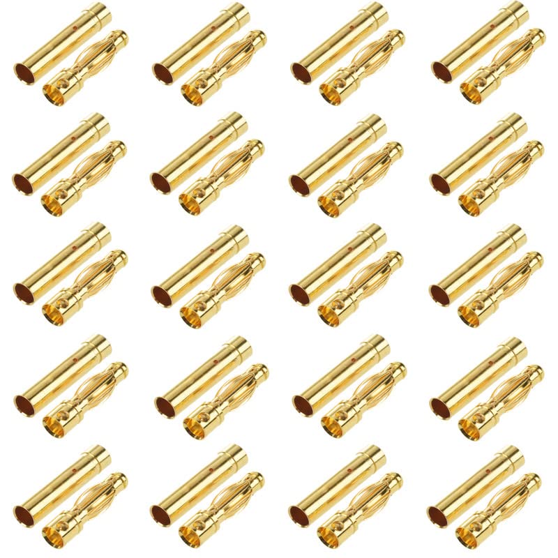 20 Pairs Gold-Plated 4MM 4.0MM Banana Plug Bullet Male and Female Connector Adapter for RC Lipo Battery ESC Motors (4.0MM) - size: 20Pairs 4.0MM