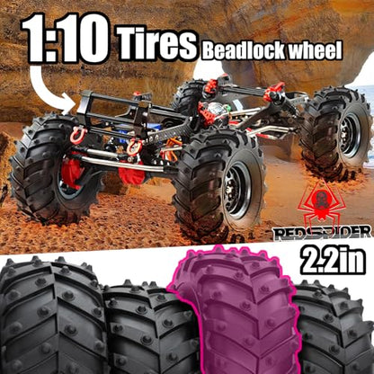 REDSPIDER • 2.2 Crawler Tires Rubber 2.2'' Crawler Monster Spike Tire(4pcs) for 1/10 RC Crawler Car TRX4 TRX6 Axial SCX10 90046 SCX10 III AXI03007 Tamiya CC01 D90 D110 (Tire) - color: Tire