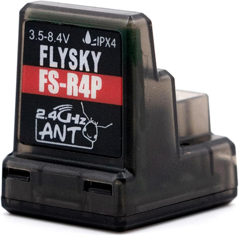 Flysky FS-R4P 4CH Receiver 2.4GHz ANT for RC Car/Boat | ANT Protocol, 2.4GHz Signal 4 PWM Outputs, Single Antenna, Compatible with FS‑G7P, FS‑ST8, FS‑MG41 & FS‑MG4