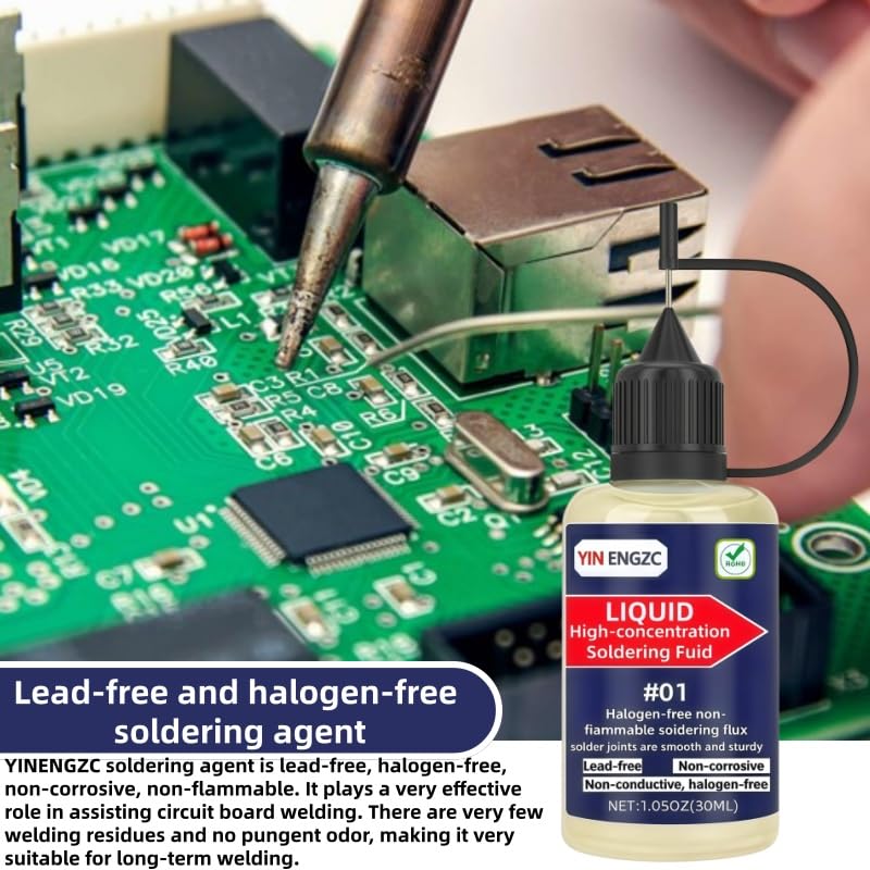 Liquid Solder Flux 30mL (1.05 Oz), No Clean Liquid Soldering Flux, Electrical Rosin Flux Solder, Liquid Flux Soldering Fluid in Squeeze Dropper Bottle.
