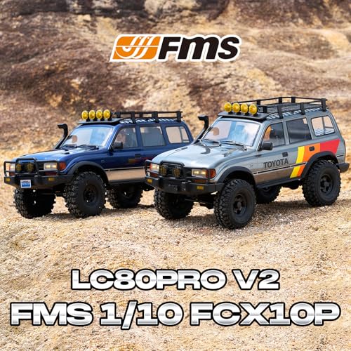 FMS 1/10 LC80 Brushless RC Crawler Pro V2, FCX10 Toyota RC Rock Crawler with Lighting and Two-Speed, Hobby Grade Offroad RC Car for Adults, RS (Blue) - color: Blue