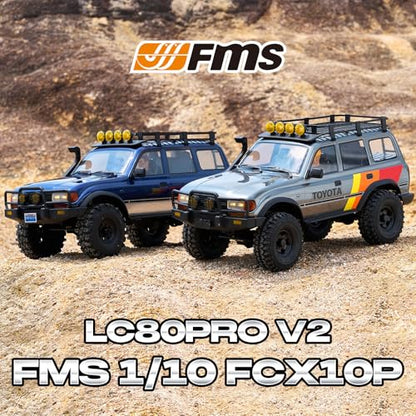 FMS 1/10 LC80 Brushless RC Crawler Pro V2, FCX10 Toyota RC Rock Crawler with Lighting and Two-Speed, Hobby Grade Offroad RC Car for Adults, RS (Blue) - color: Blue