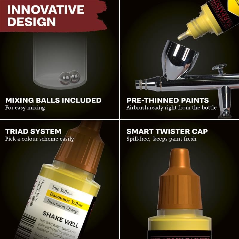 The Army Painter, Airbrush Primary Bundle - Blue, 2 Air Triads: 6 x 18 ml | Pre-thinned Acrylic spray gun paints - Paint sprayer paint for D&D & Warhammer Miniatures - color: Blue