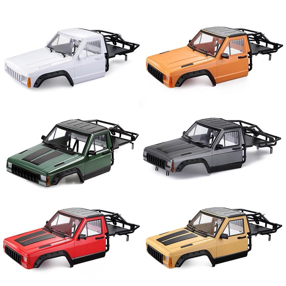 1/10 RC Hard Shell Cab & Back-Half Cage Body Shell Kit for 1/10 RC Crawler TRX4 SCX10 90046 AT4 GEN 8 Scout II,313mm Wheelbase Cherokee Upgrade and Modify (Army Green) - color: Army Green
