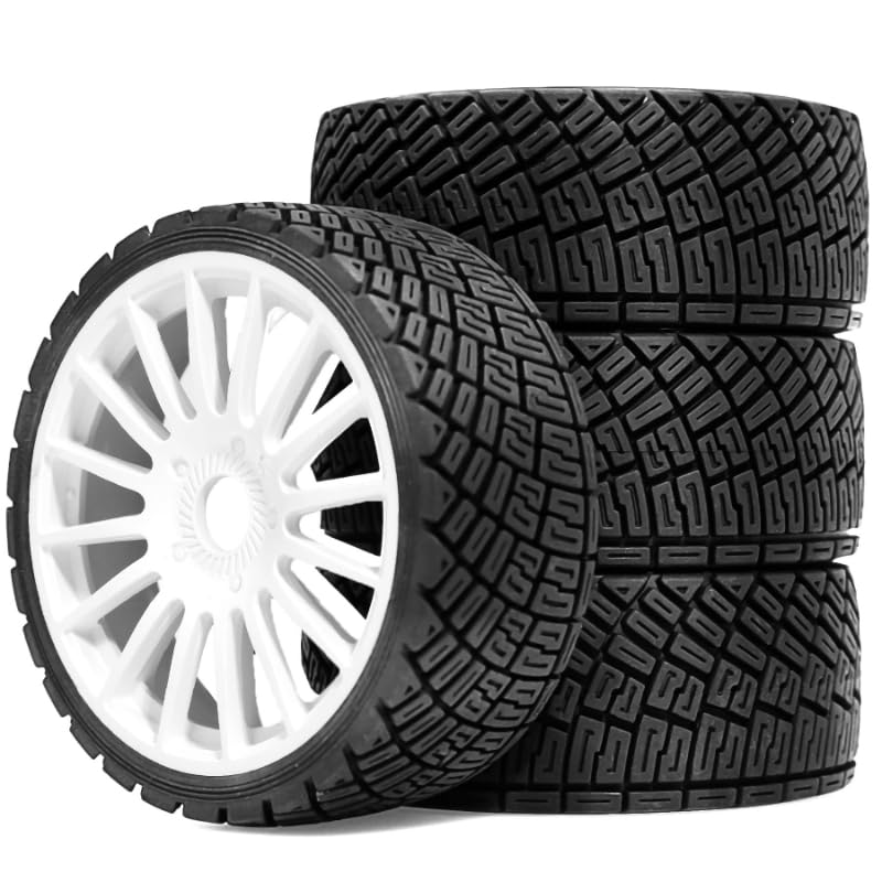 OD:100MM 1/8 General Purpose RC Rally Car Tires On Road Tyres Reinforced Plastic Rims High Speed Tires 17mm HEX for 1/7 1/8 Scale Racing KM WRC C3 Redcat ARRMA HPI VRX WR8 HSP Hobao Kyosho GT2 W213