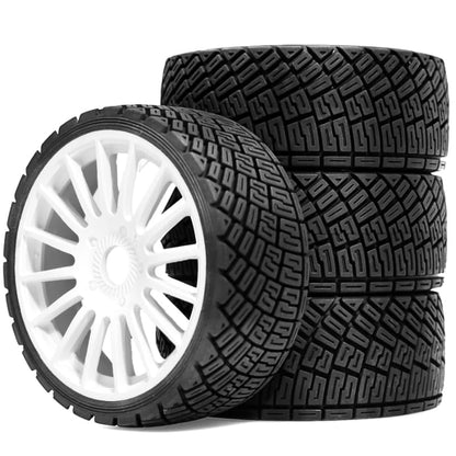 OD:100MM 1/8 General Purpose RC Rally Car Tires On Road Tyres Reinforced Plastic Rims High Speed Tires 17mm HEX for 1/7 1/8 Scale Racing KM WRC C3 Redcat ARRMA HPI VRX WR8 HSP Hobao Kyosho GT2 W213