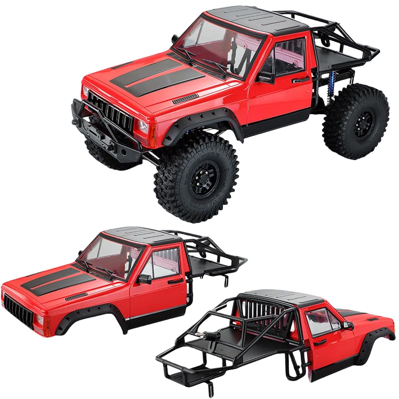 1/10 RC Hard Shell Cab & Back-Half Cage Body Shell Kit for 1/10 RC Crawler TRX4 SCX10 90046 AT4 GEN 8 Scout II,313mm Wheelbase Cherokee Upgrade and Modify (Army Green) - color: Army Green
