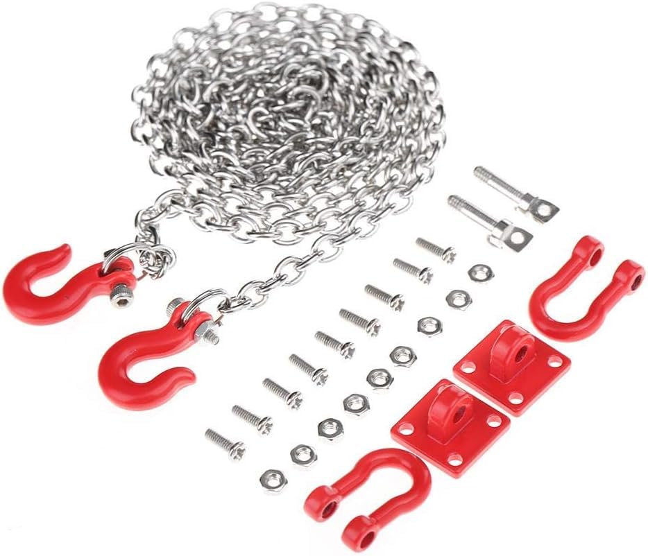 Dilwe RC Car Tow Hook Trailer Chain Set, RC U Shaped Tow Hook Trailer Chain Assemble Parts for RC Climbing Crawler Car Upgrade Part