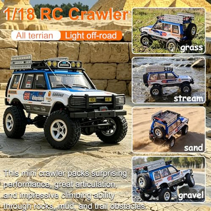 YUCT JXC LR1801 1/18 Scale 4WD Off Road RC Crawler | 2.4GHz All Terrain Remote Control Car for Adults (Blue) - color: Blue