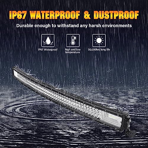 Willpower 42 inch Curved LED Light Bar with Remote Controller Wiring Harness,540W Triple Row Spot Flood Beam,Strobe Flash Work Light Driving Lights,Waterproof Remote Controller On/Off Switch - size: 42 inch+ Remote wiring kit